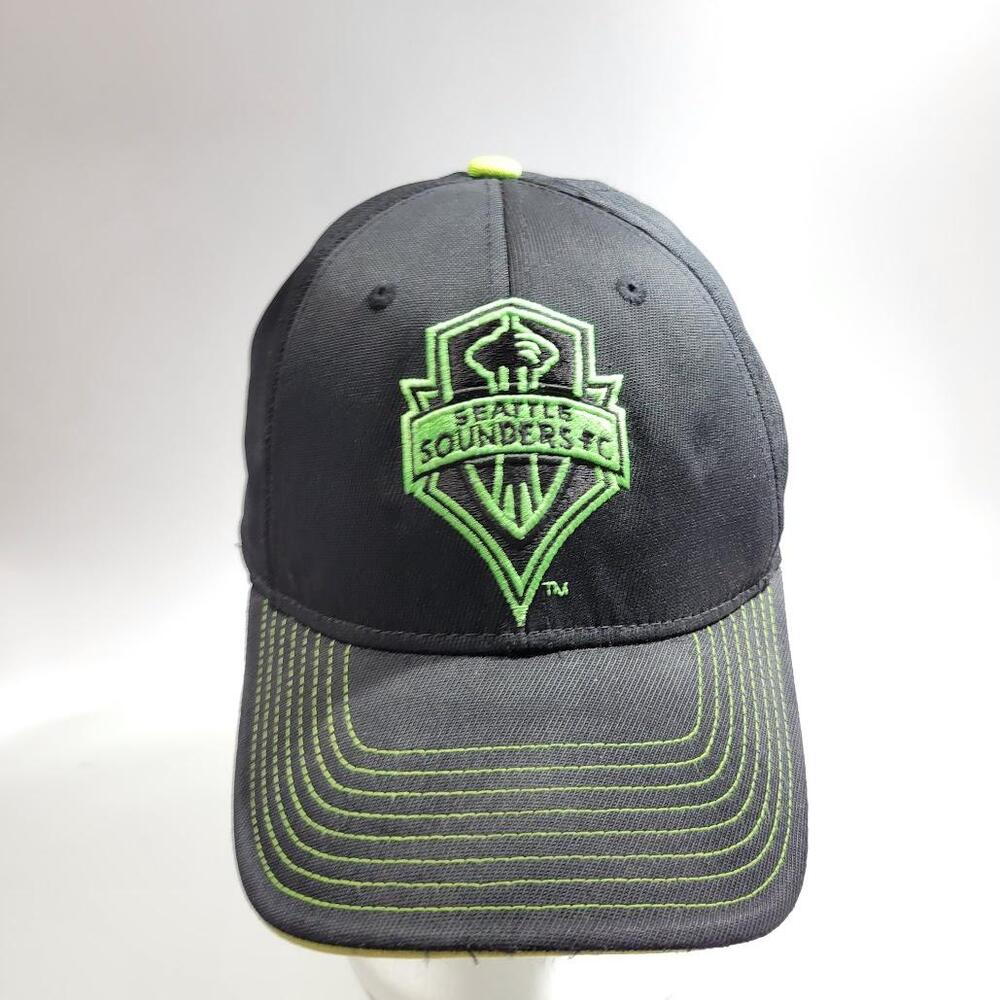 Seattle Sounders FC Hat Cap Fitted Mens XL Black Green MLS Soccer Adidas